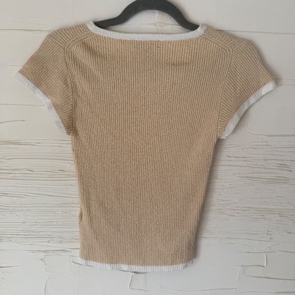 J.Crew Cropped Cap-Sleeve Sweater T-Shirt Beige | Size XS - Picture 5 of 5